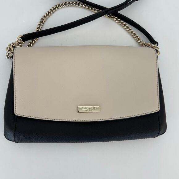 Kate Spade Saffiano Leather Laurel Way Greer Crossbody Bag Ivory/Black - Picture 4 of 11